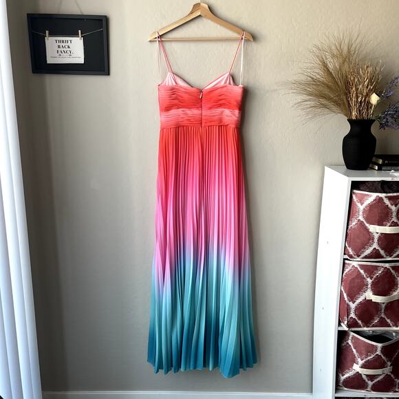 AMUR Dress Emmett‎ Pleated Maxi Gown in Ombre Sunset Size 6 - Picture 7 of 11